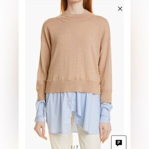 Veronica Beard Tan Beri mixed media pullover size L